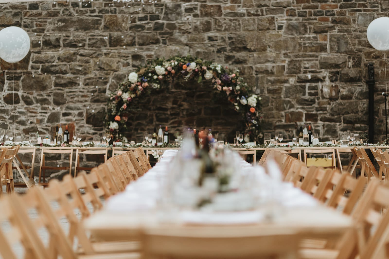 wedding reception flower arch