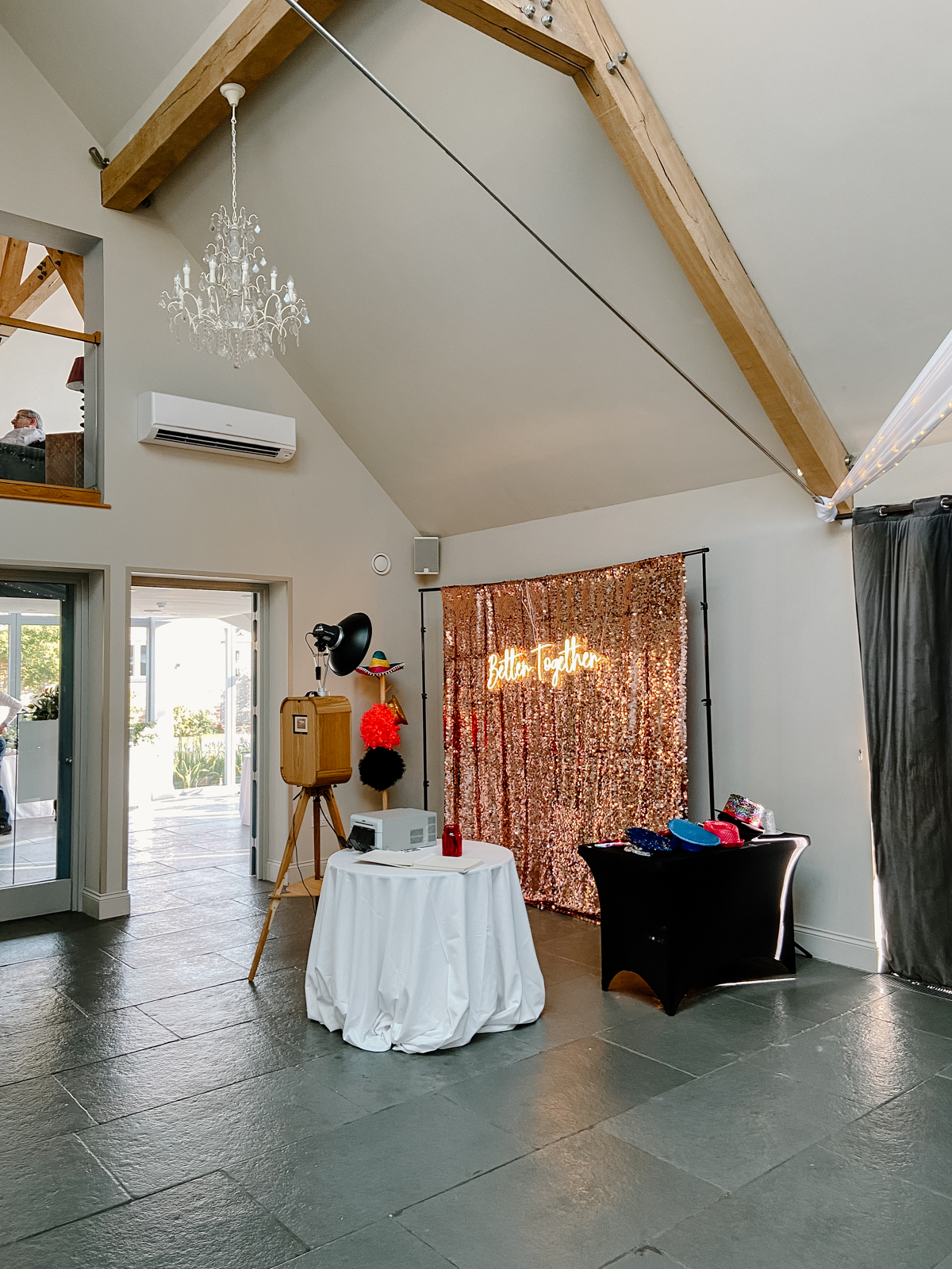 photo booth setup at Blackwell Grange, cotswolds