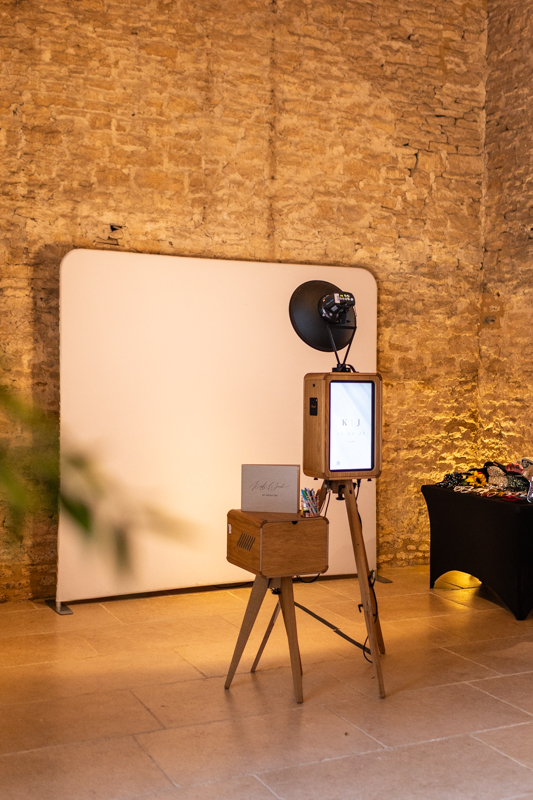 the premium Icon photo booth setup at Ivy Lodge wedding venue in Cirencester, Cotswolds

