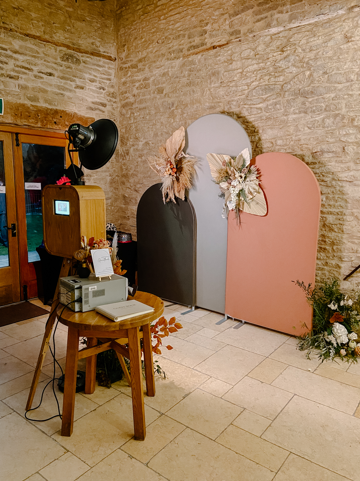 kingscote barn photo booth setup cotswolds