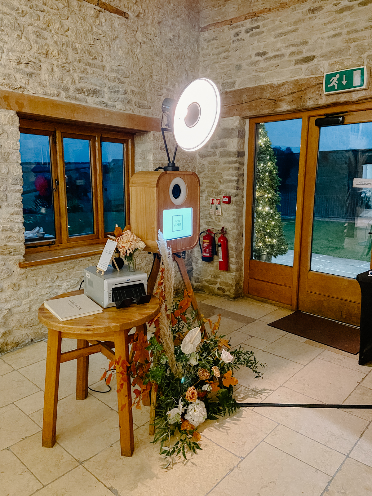 kingscote barn photo booth setup cotswolds