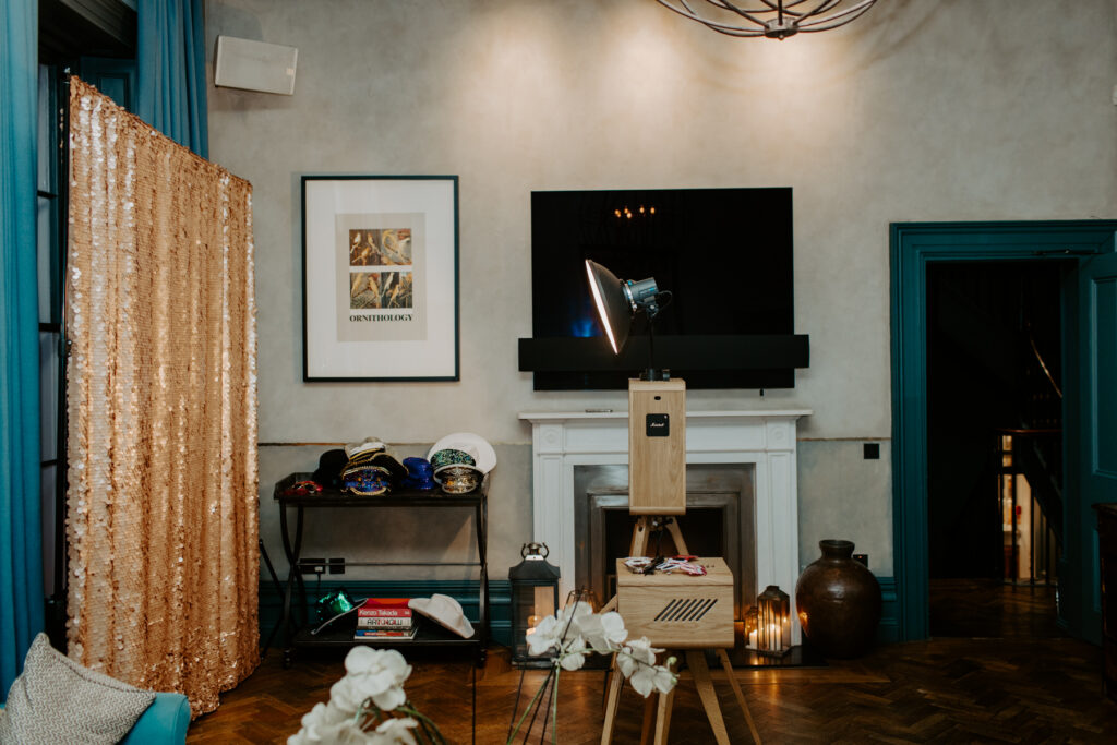 premium wooden photo booth for hire at no131 in cheltenham for private parties, birthdays, intimate events
