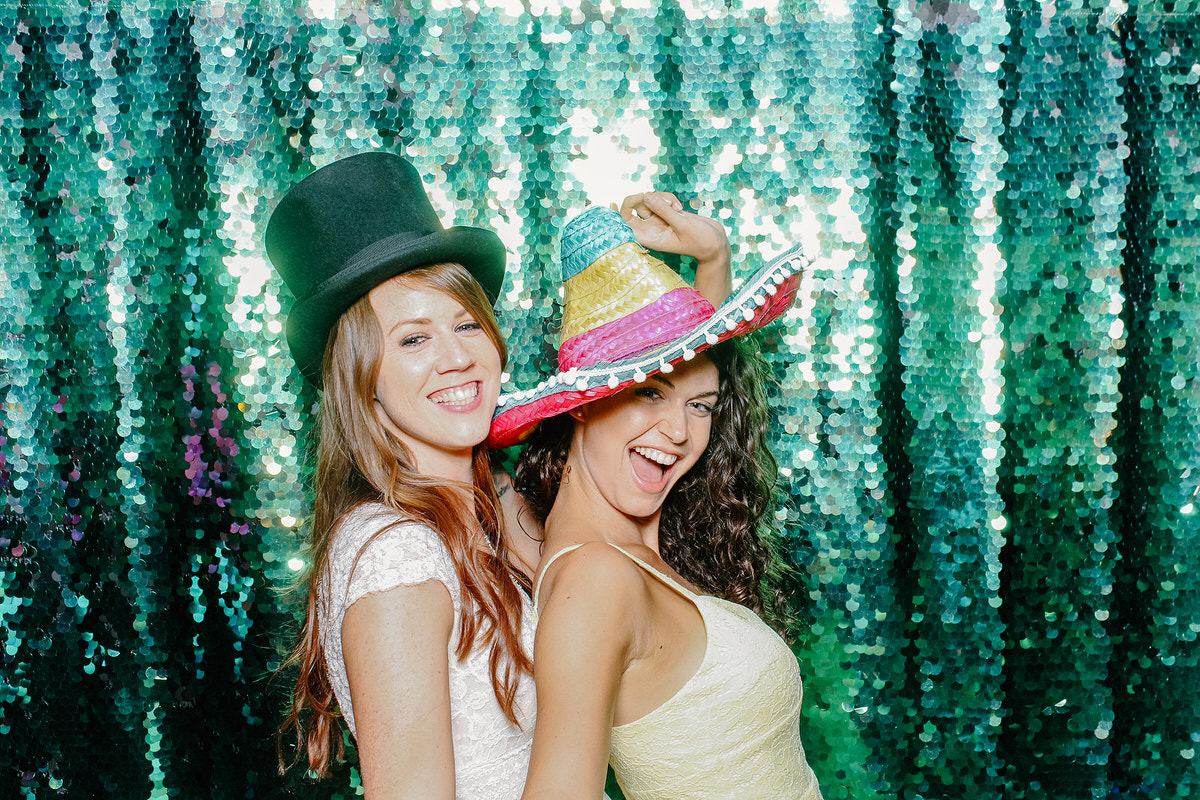 fun photo booth at Redhouse Barn for the wedding party