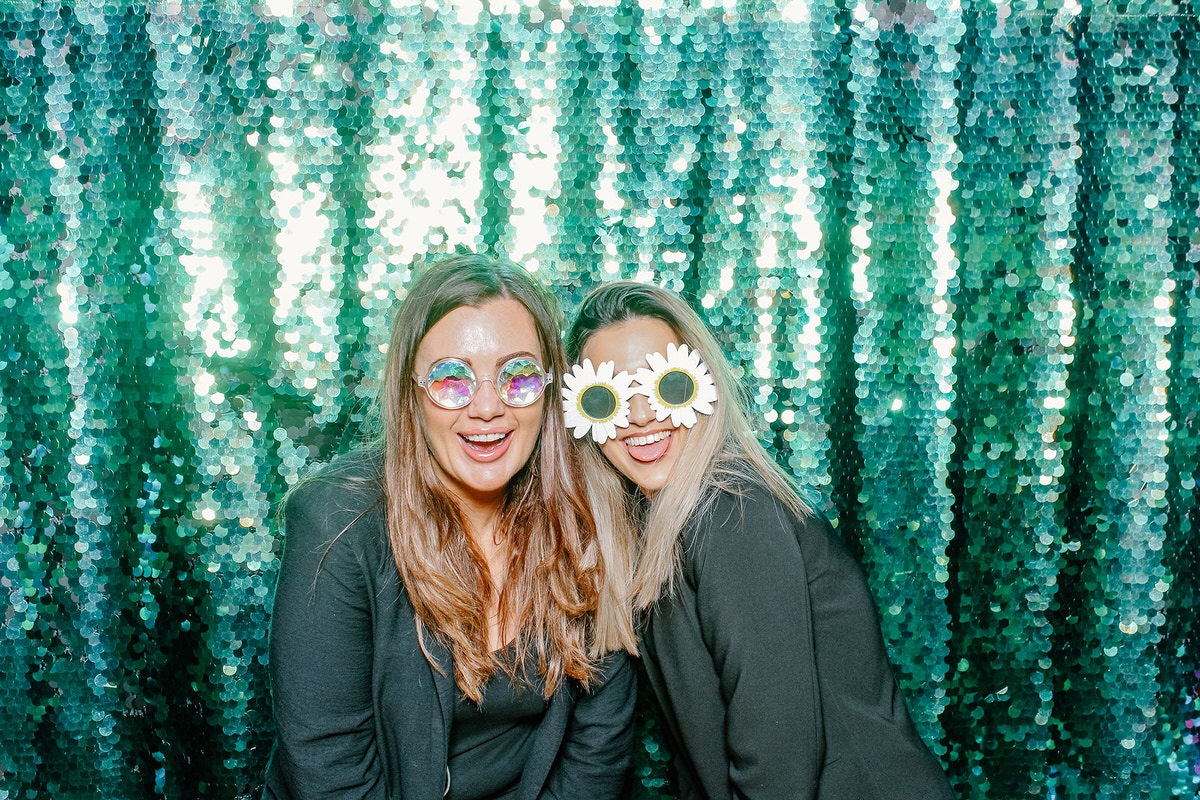 green sequins backdrop at Redhouse Barn Wedding