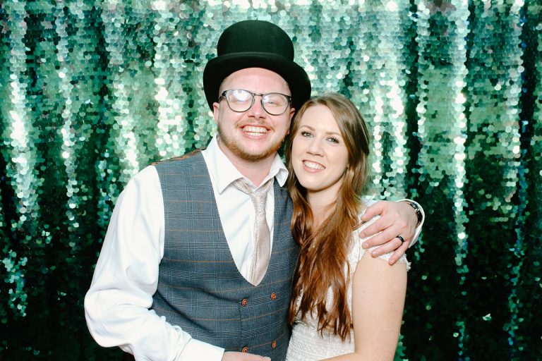 fun photo booth for wedding at Redhouse Barn