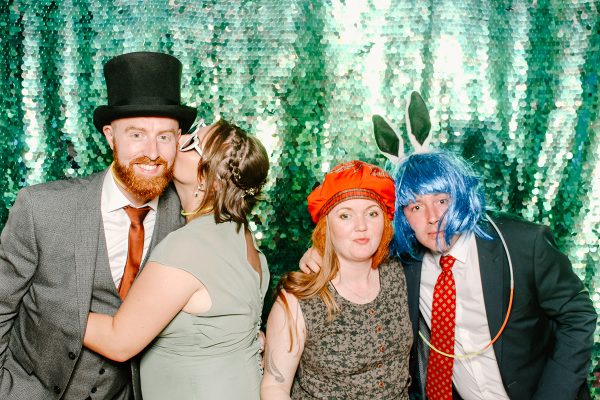 fun photos from a wedding at Pendrell Hall  with a cotswolds photo booth