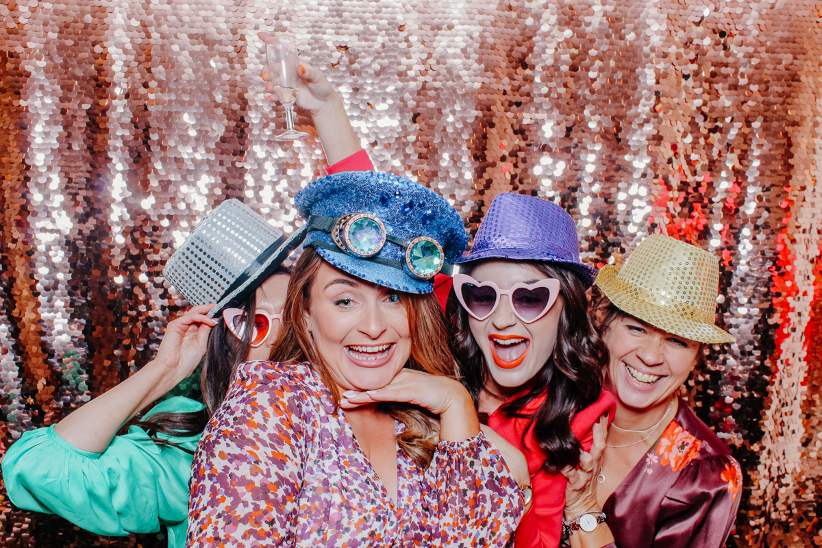 guests during a wedding evening with the photo booth hire