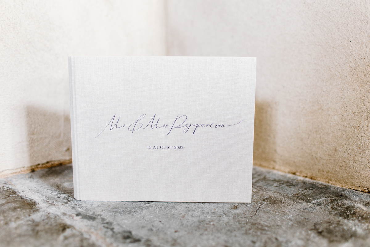 natural linen guest book for weddings