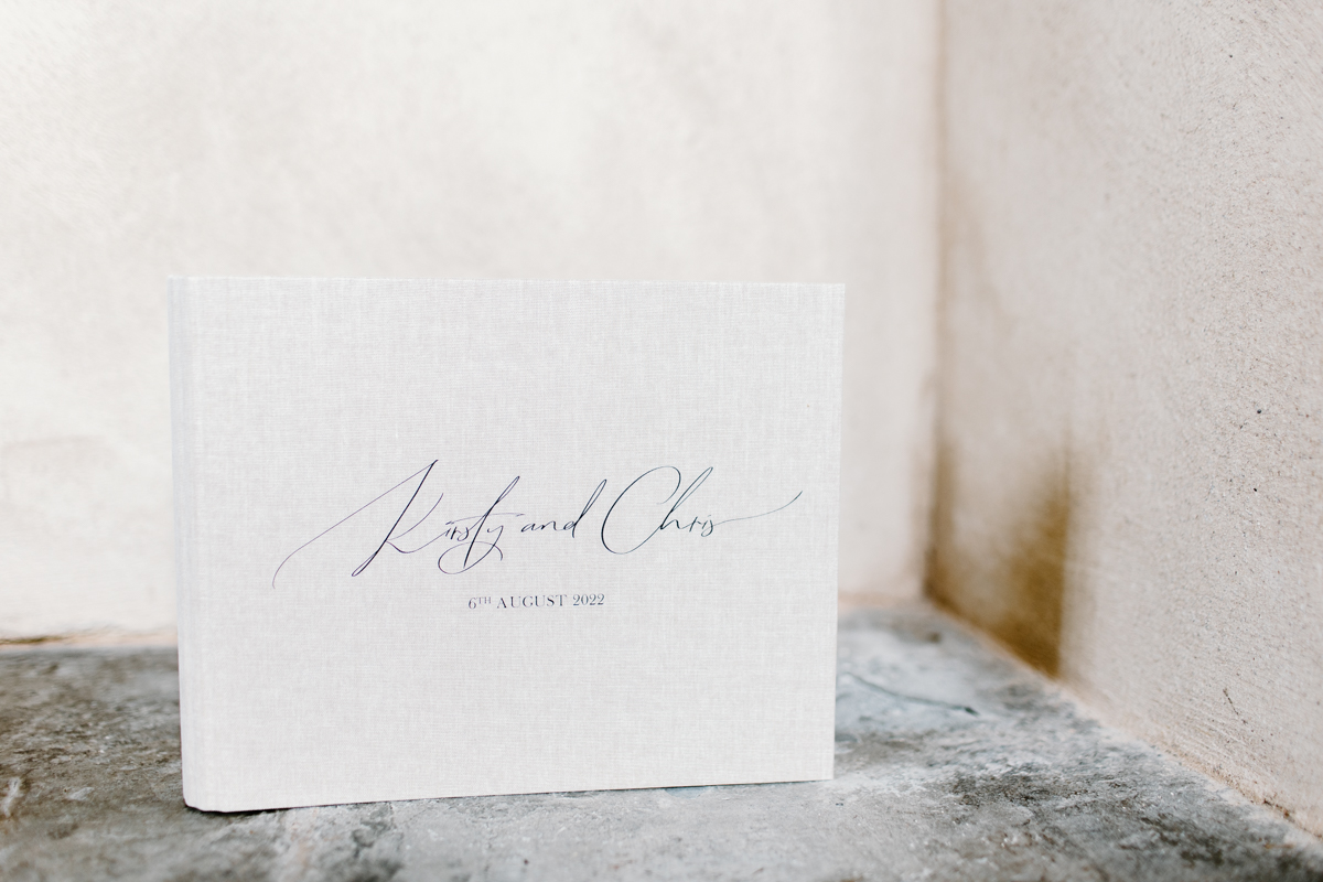 natural linen guest book for weddings