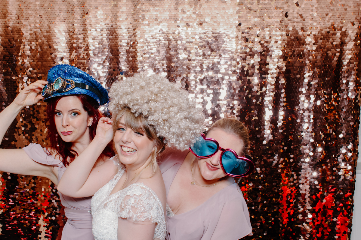 bride and bridesmaids during a Lapstone barn wedding