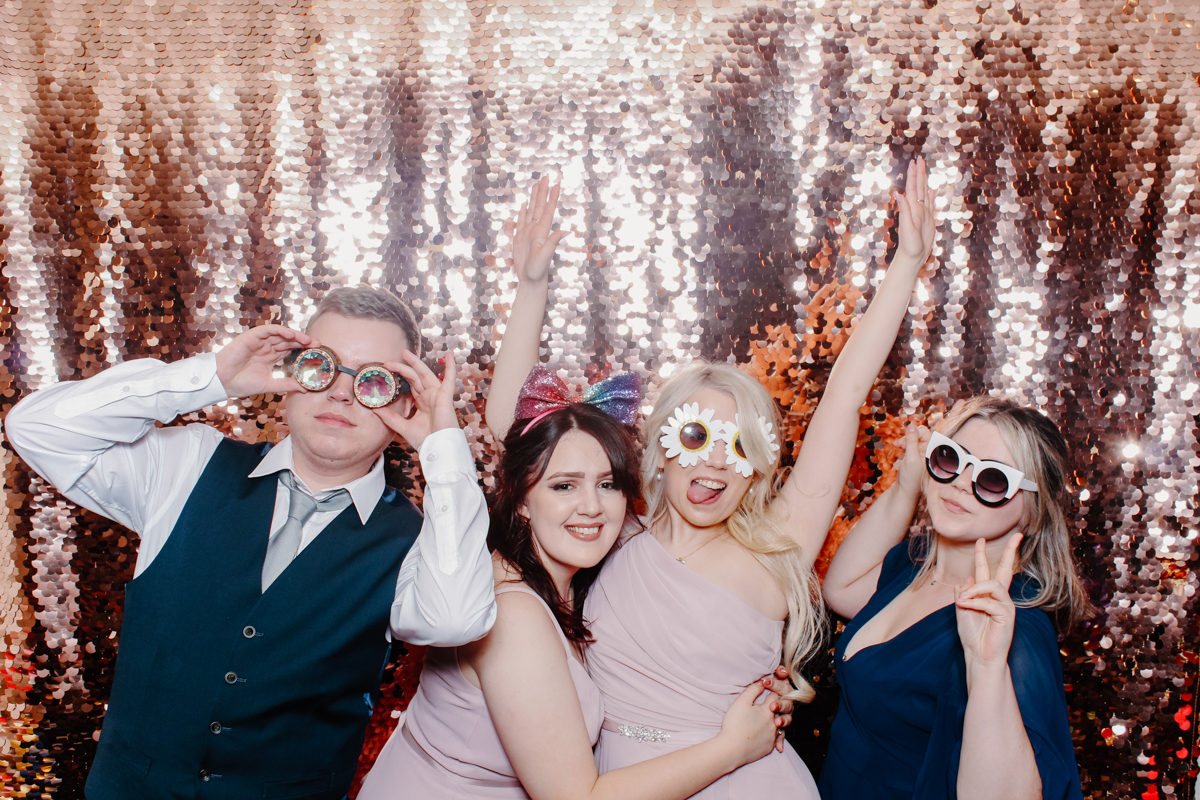 cotswolds photo booth with sequins backdrop