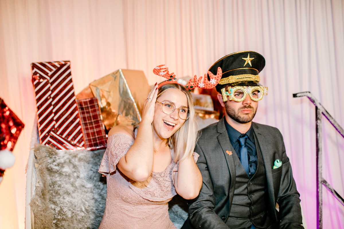 guests during a christmas wedding photo booth hire