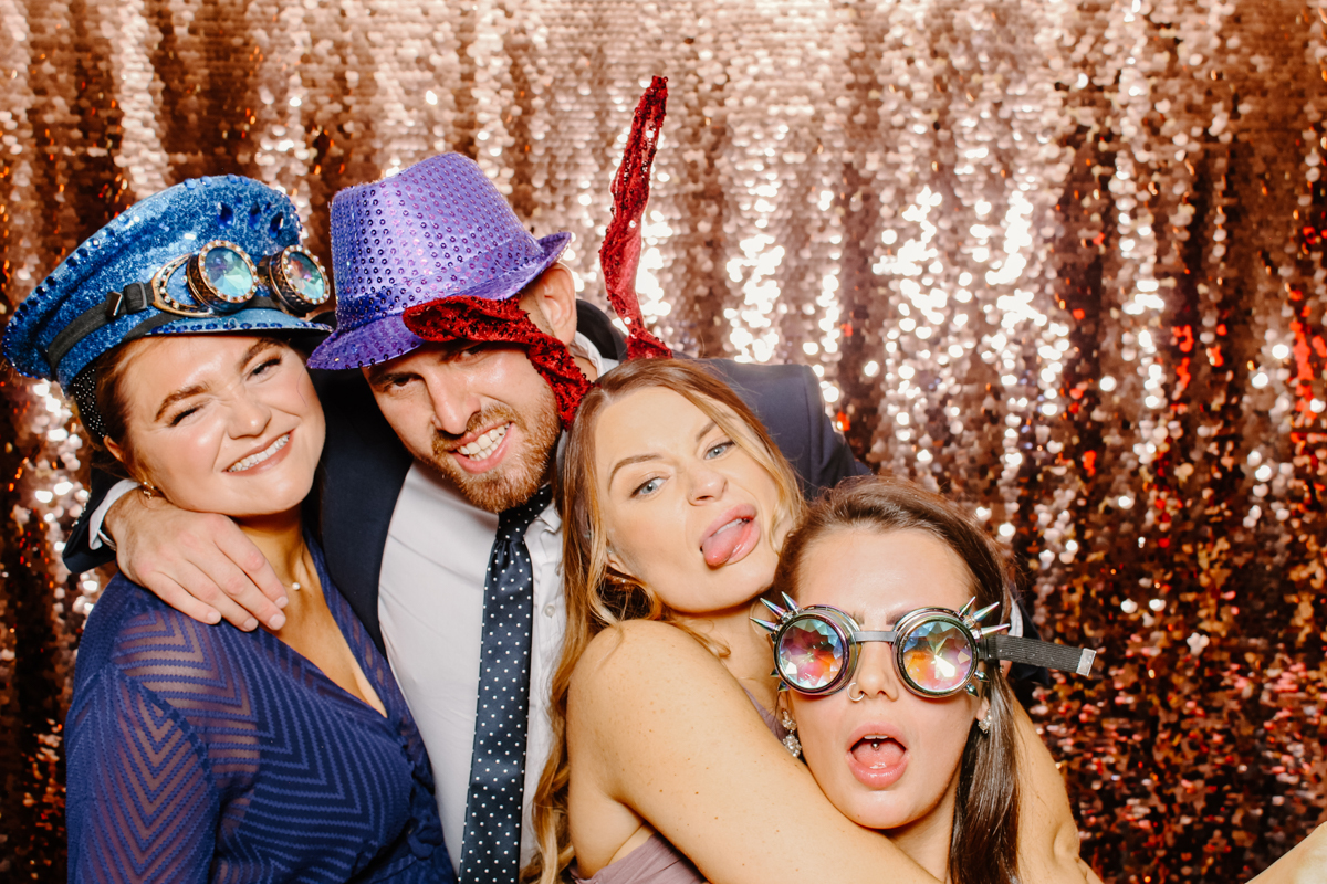 guests acting silly during a photography rental with a Wooden Photo Booth Hire near Solihull 