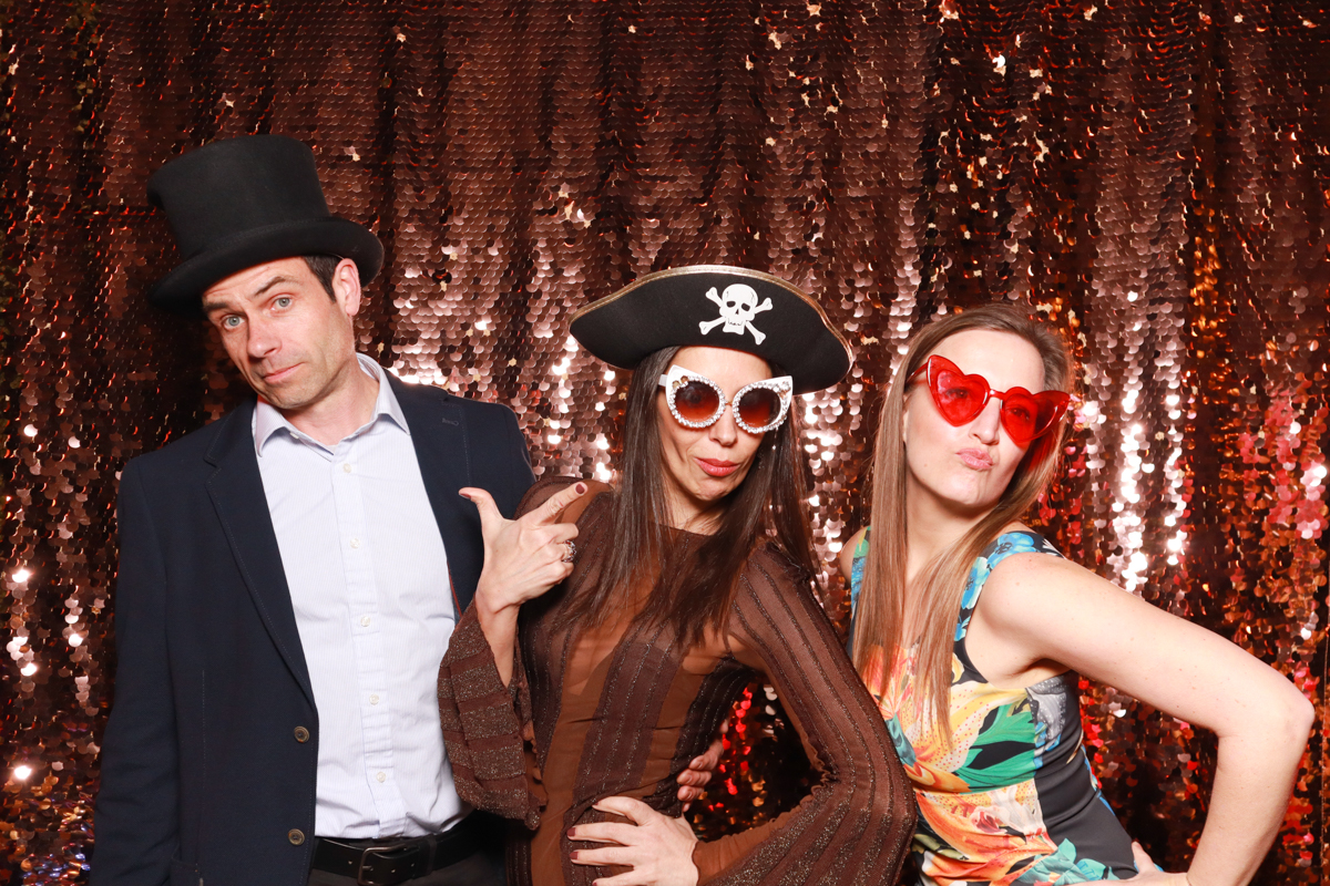 guests using the photo booth during a cripps barn wedding