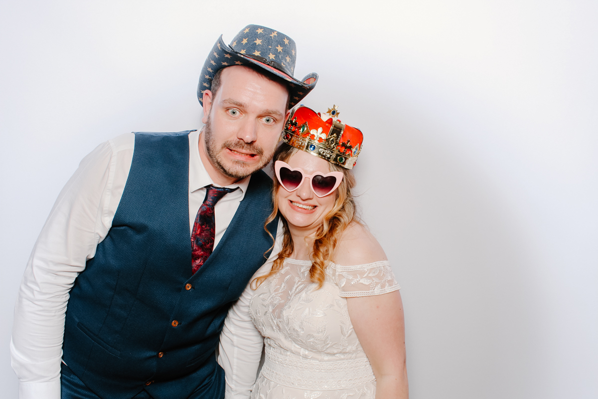 white backdrop for a Cotswolds wedding party photo booth hire