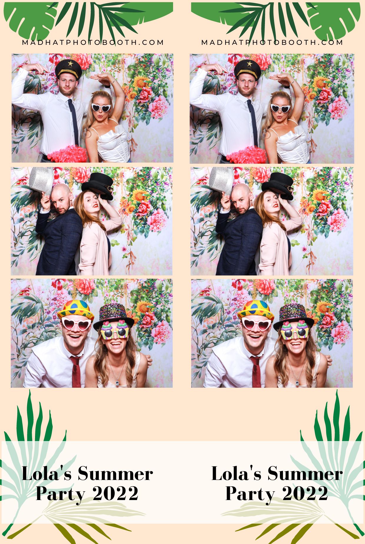 fun tropical theme corporate photo booth prints design