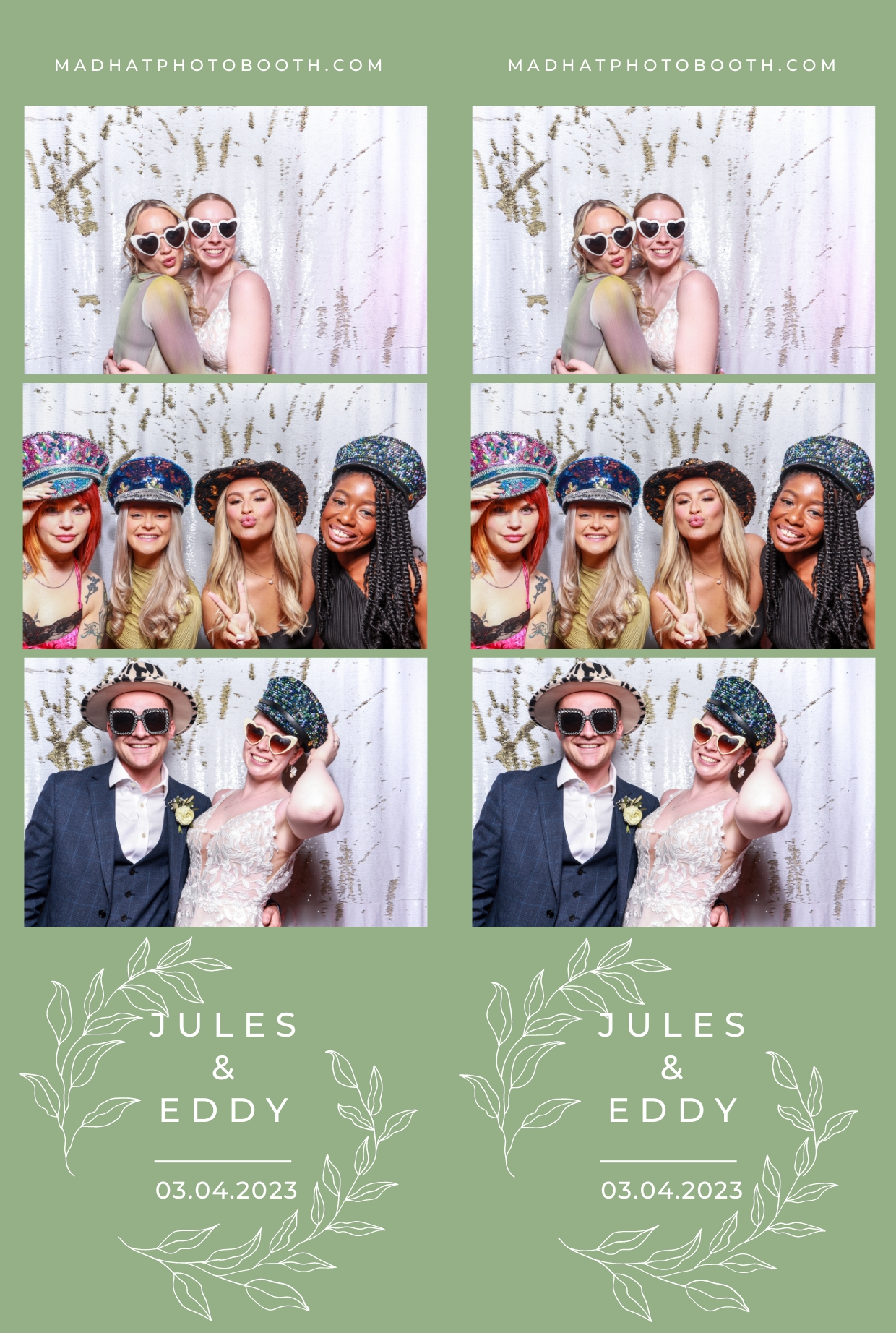 green themed design for custom photo booth prints strips