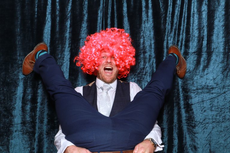 guests posing for a cotswolds photo booth hire at eastington park