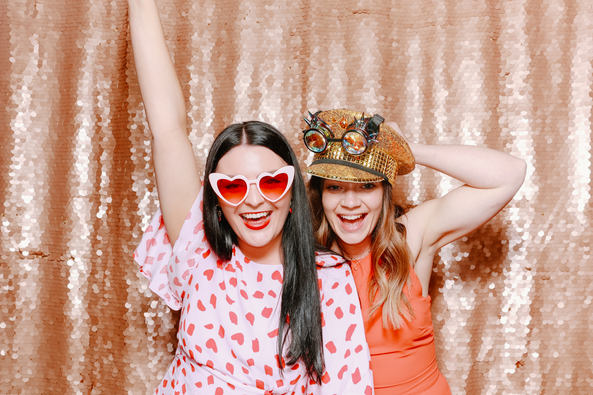 guests using the photo booth during an elmore court wedding