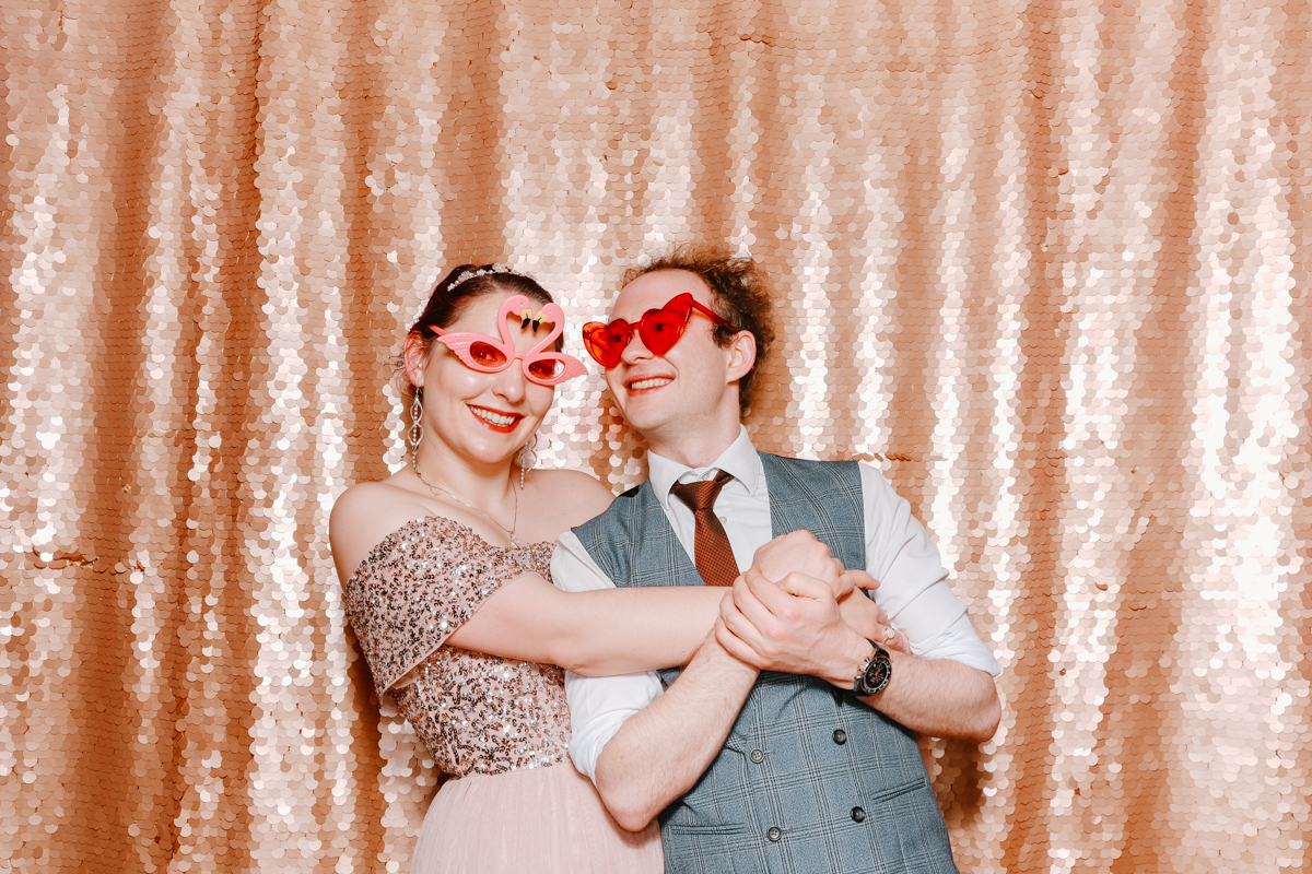 cotswolds wedding photo booth hire with sequins backdrop
