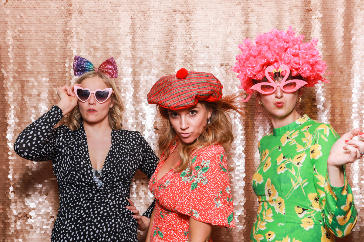 ladies during a wedding photo booth hire Cotswolds