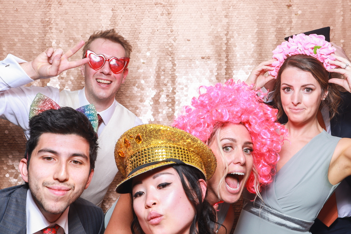 group of guests using the tetbury photo booth hire in cotswolds