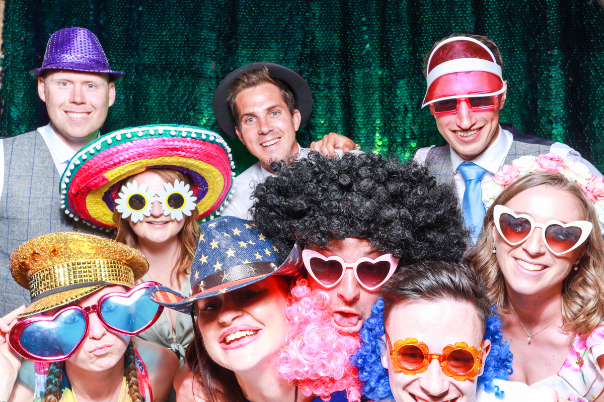 large group for a photo booth at cripps barn cotswolds