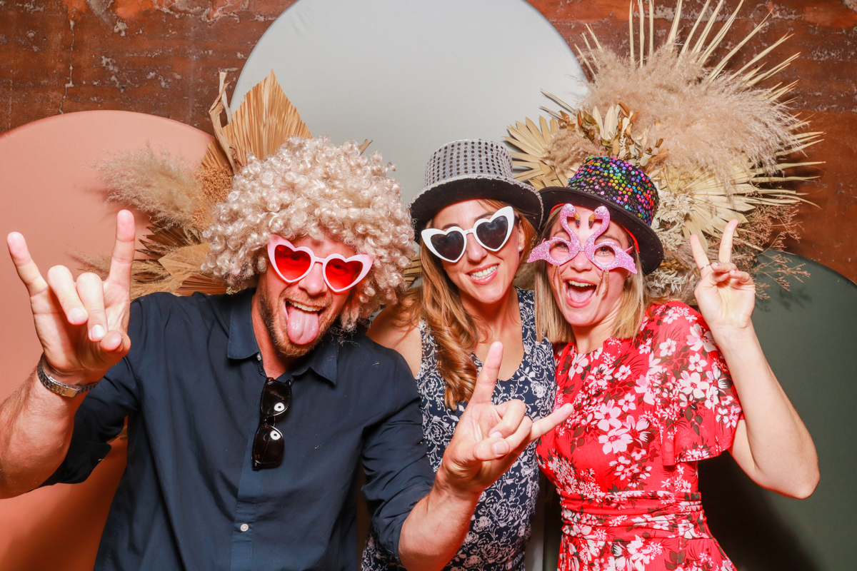 best Elmore Court Gloucestershire with wooden photo booth and modern backdrop