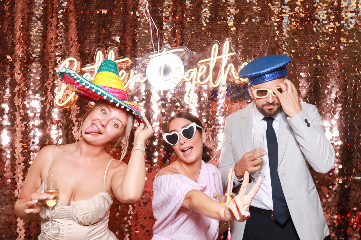 Blackwell Grange Wedding photo booth with sequins backdrop 