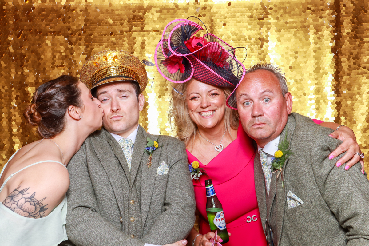 guests posing for a cotswolds wedding entertainment 
