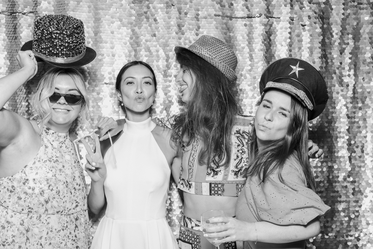 bride and guests during a photo booth hire cotswolds