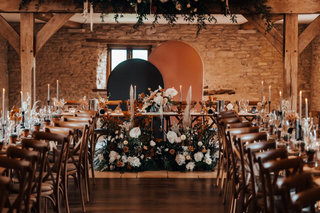 modern arches reception ceremony backdrop hire Cotswolds