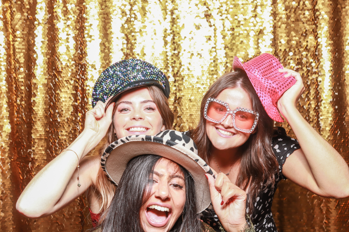 gold sequins backdrop for a birthday party photo booth hire
