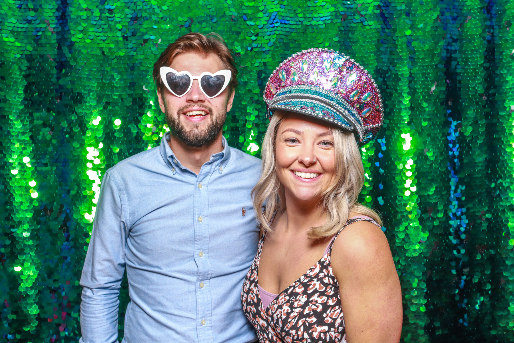 sweet couple posing for a wedding photo booth hire cotswolds