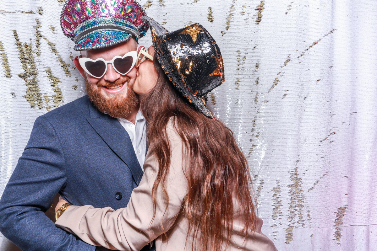 reversible sequins backdrop for a caswell house wedding photo booth