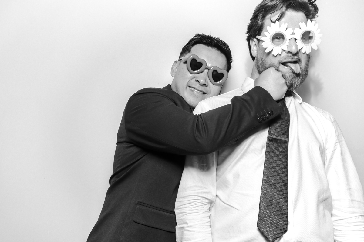 fun pose for a black and white photo booth hire cotswolds