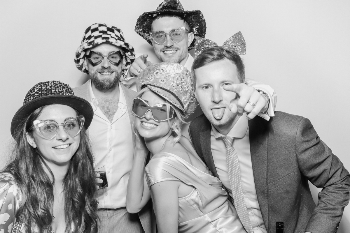 stylish photo booth for weddings and private parties with glam black and white filter