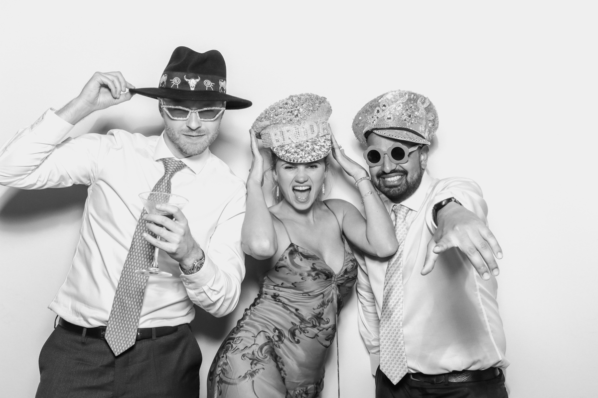 black and white photo booth hire