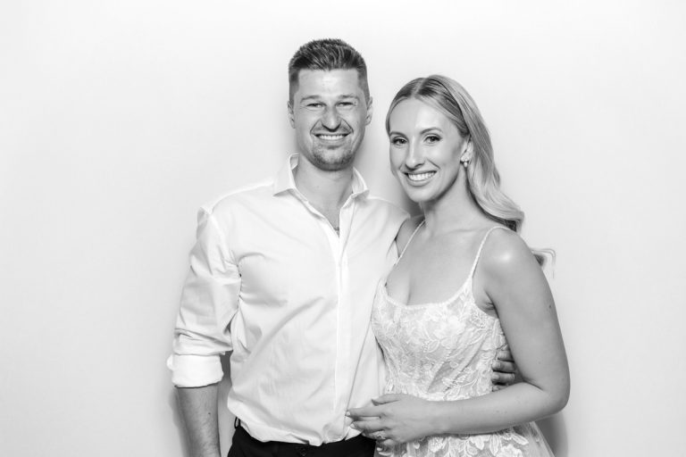 black and white photo booth for an old gore wedding