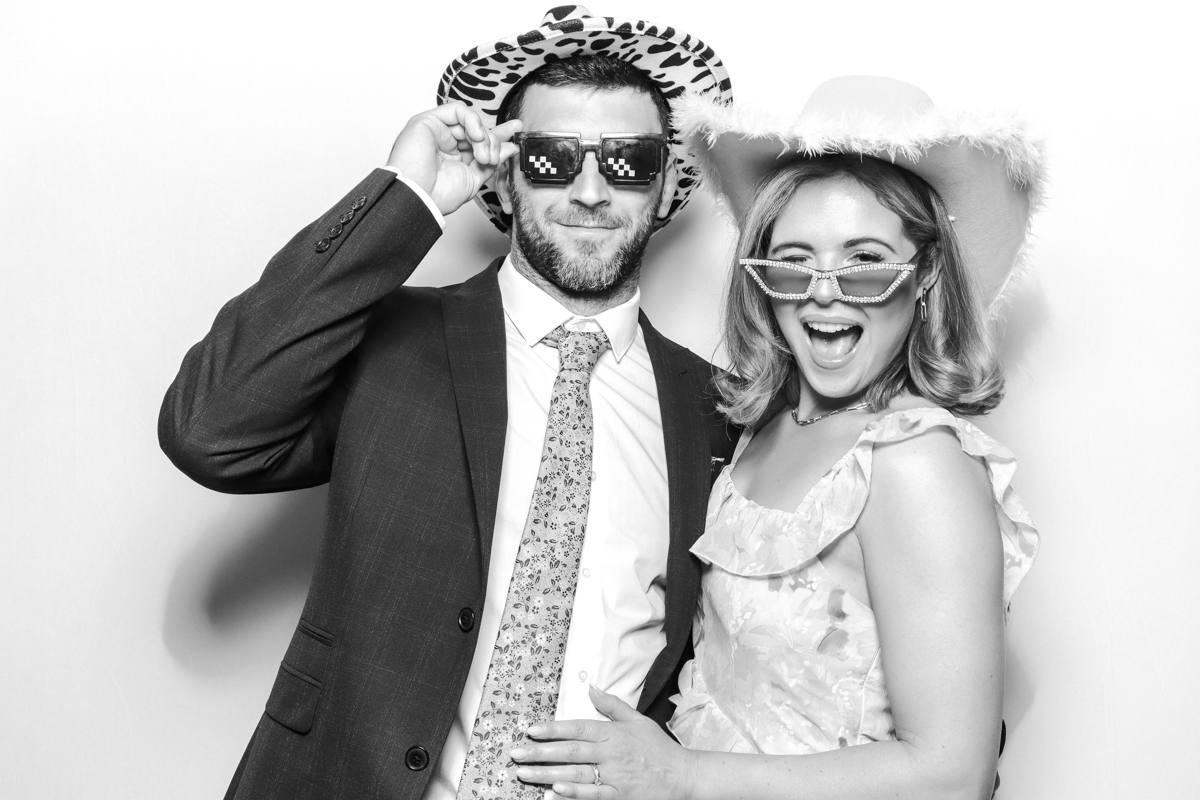 best black and white photo booth hire for an old gore by yard space wedding party