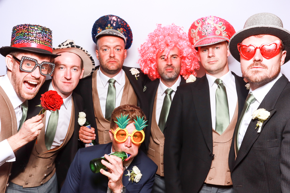 large group photo during a photo booth party by cotswolds wedding photo booth hire