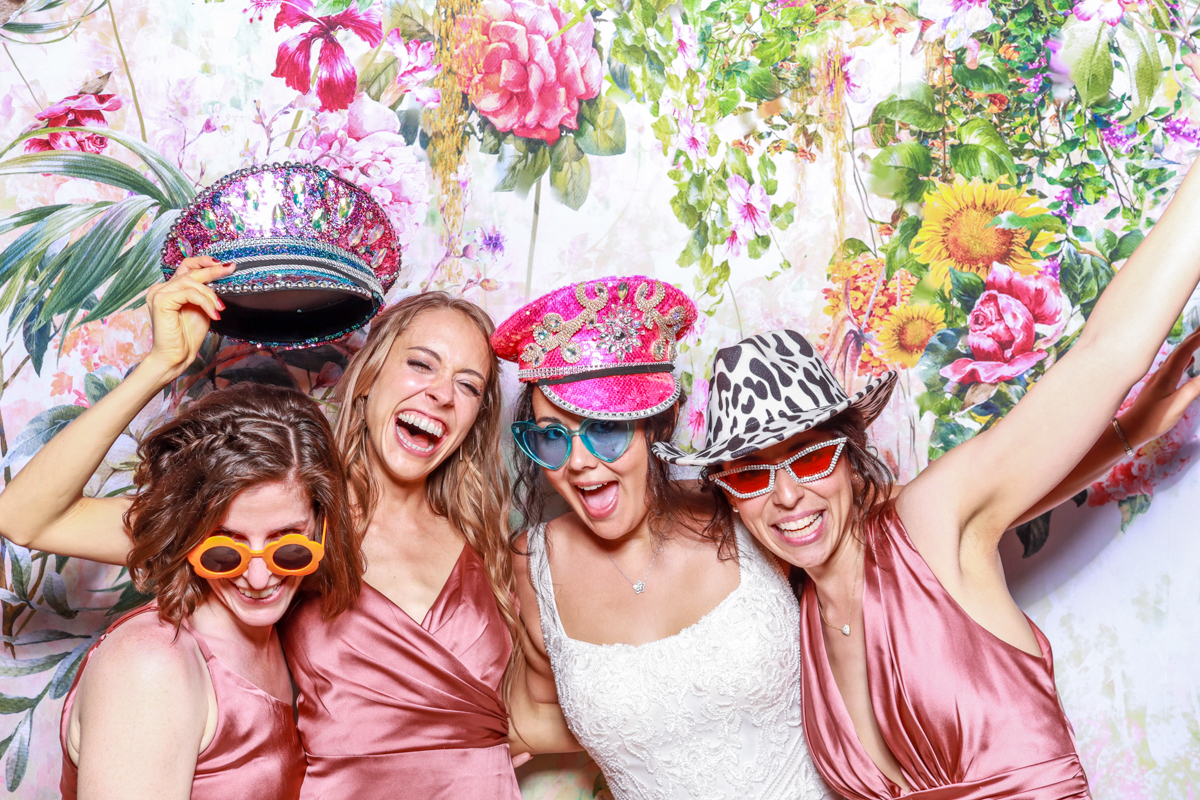floral backdrop for a gloucestershire photo booth hire during a wedding party entertainment