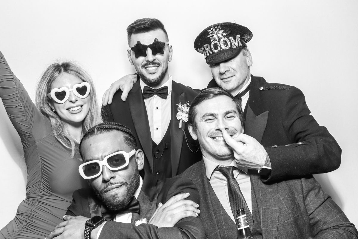 fun black and white photo booty to hire for weddings and corporate events