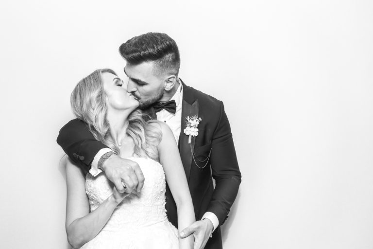 kardashiany-style photo booth hire with black and white prints for Cotswolds wedding