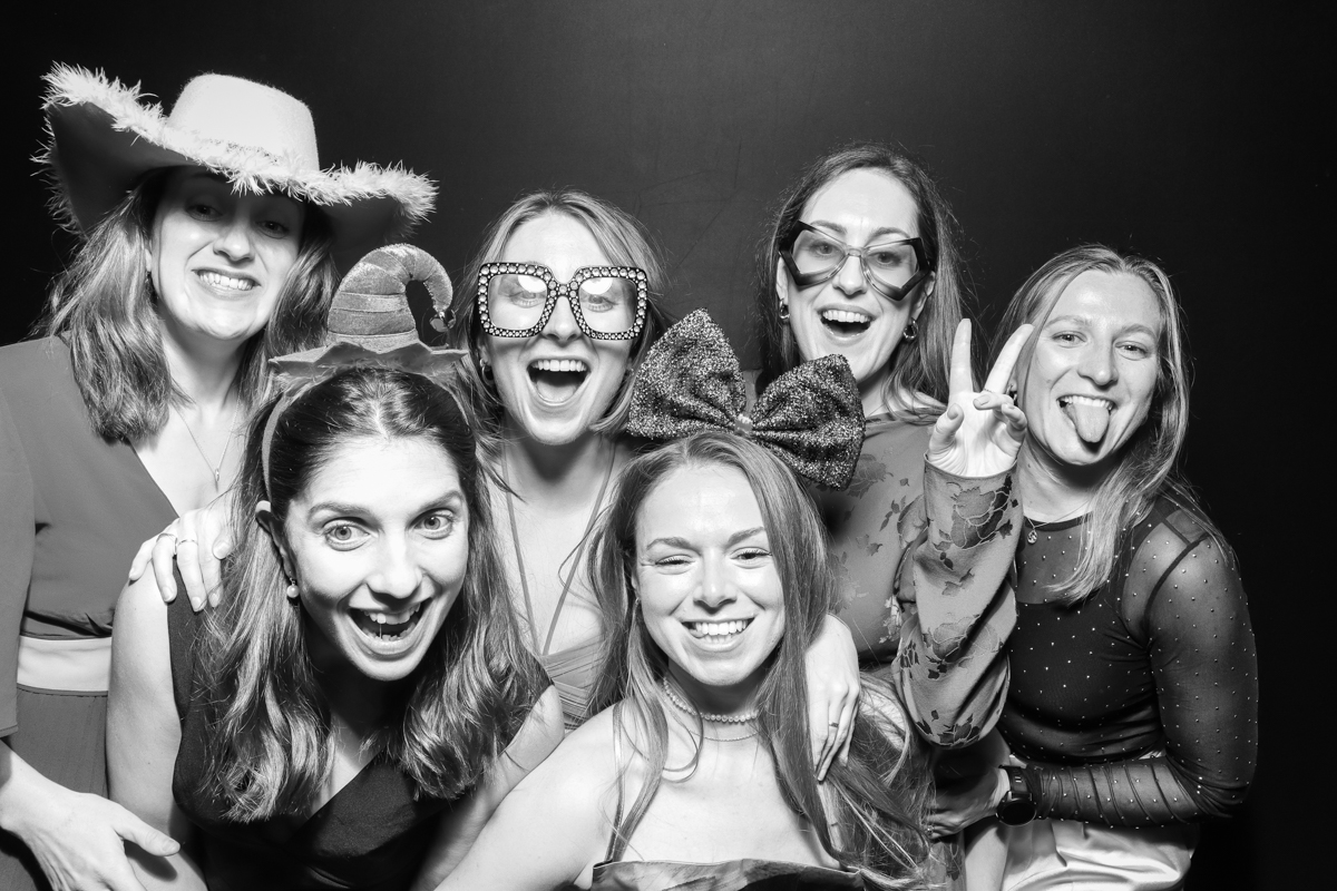 group of girls posing for a kardashian style photo booth hire