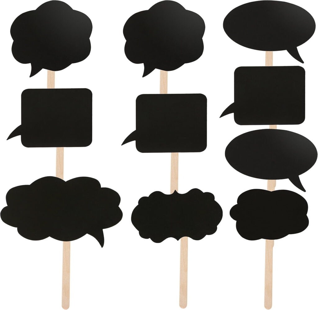 Speech Bubble Blackboards for a diy photo booth selfie station area during a wedding or corporate event 