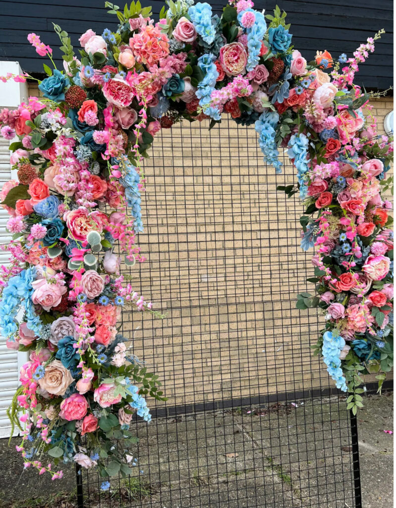 Summer silk flower arrangement  for a diy photo booth kit