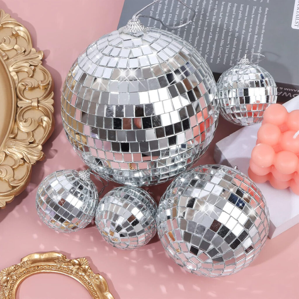 Disco Ball on Amazon for a diy photo booth selfie station area during a wedding or corporate event 