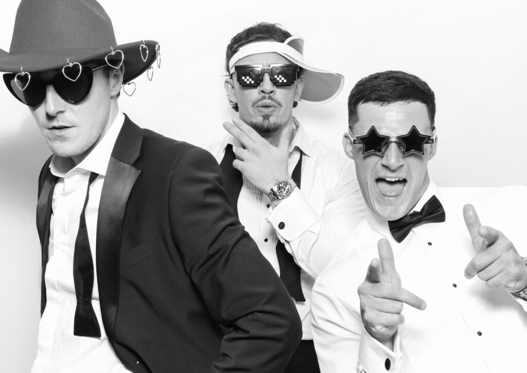 black and white image from a corporate event with mad hat photo booth hire helping with the Event Marketing : Boosting Brand Awareness at Corporate Events