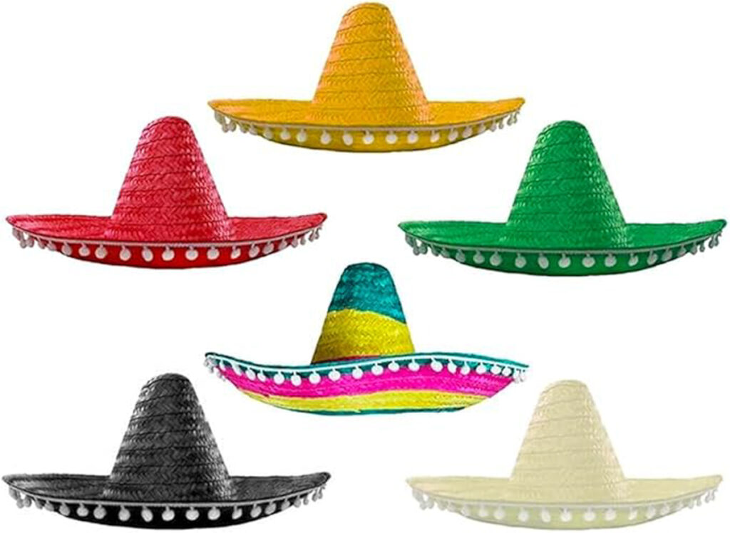 6 Pcs Fancy Party Dress Sombrero Hats  for a diy photo booth selfie station area during a wedding or corporate event 